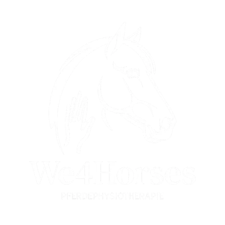 We4Horses-Logo: Pferdekopf mit Hand